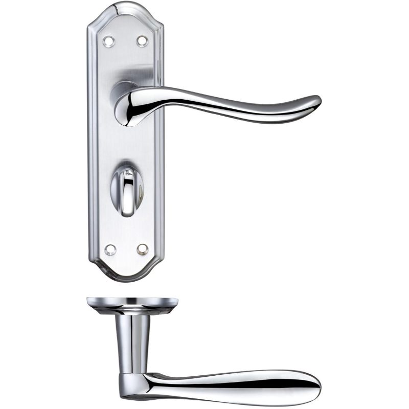 Zoo Lincoln Lever Bathroom (57mm c/c) Furniture 180 x 48mm-Satin Chrome / Polished Chrome