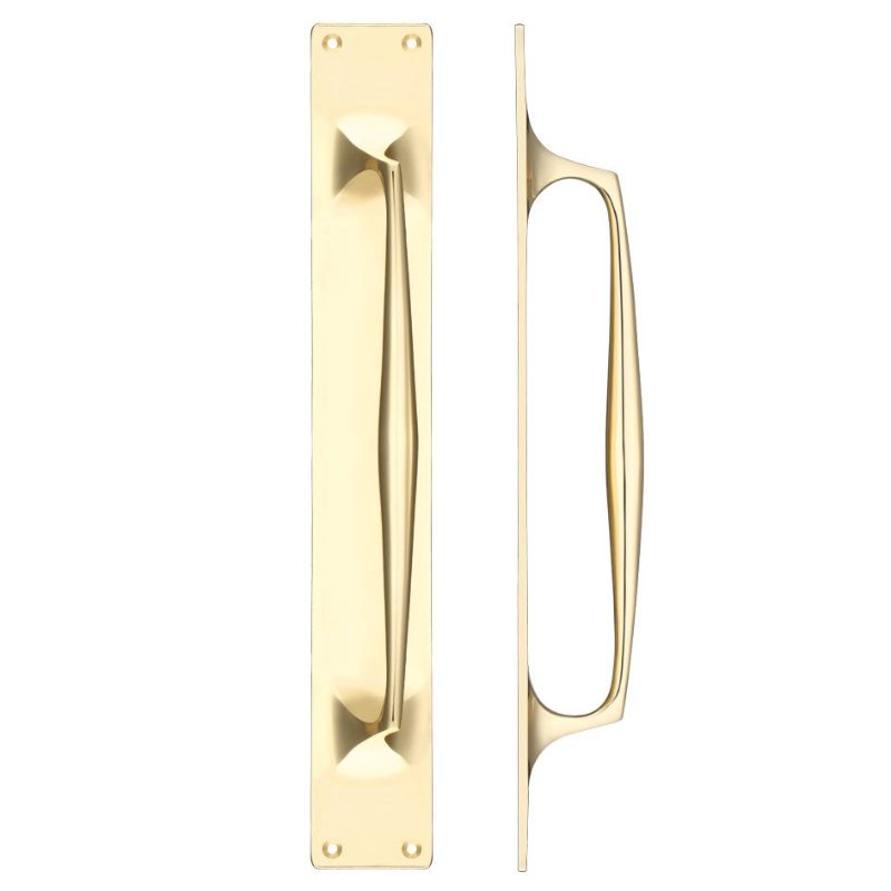 Zoo Cast Brass Pull Handle with Backplate - 425 x 60mm-Polished Brass