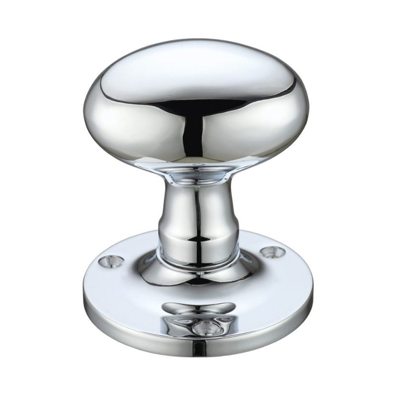 Zoo Oval Mortice Knob Furniture 62.5mm Rose dia.-Polished Chrome