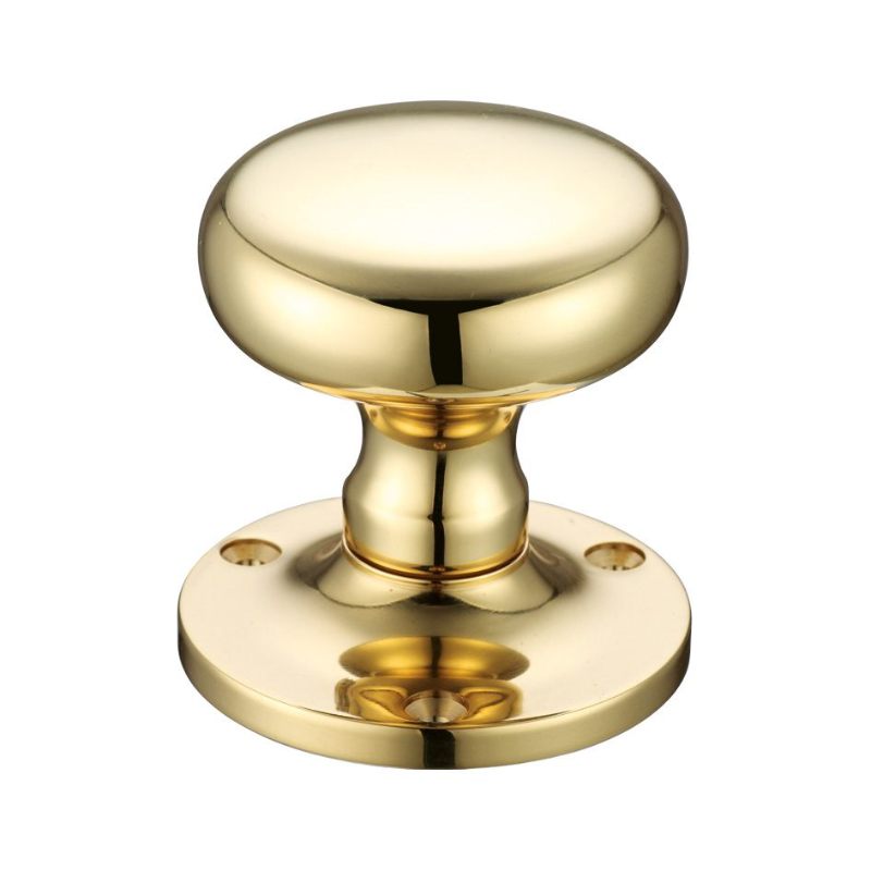 Zoo Mushroom Mortice Knob Furniture 62.5mm Rose dia.-Polished Brass