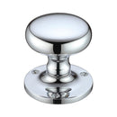 Zoo Mushroom Mortice Knob Furniture 62.5mm Rose dia.-Polished Chrome