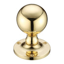 Zoo Ball Mortice Knob Furniture 62.5mm Rose dia.-Polished Brass