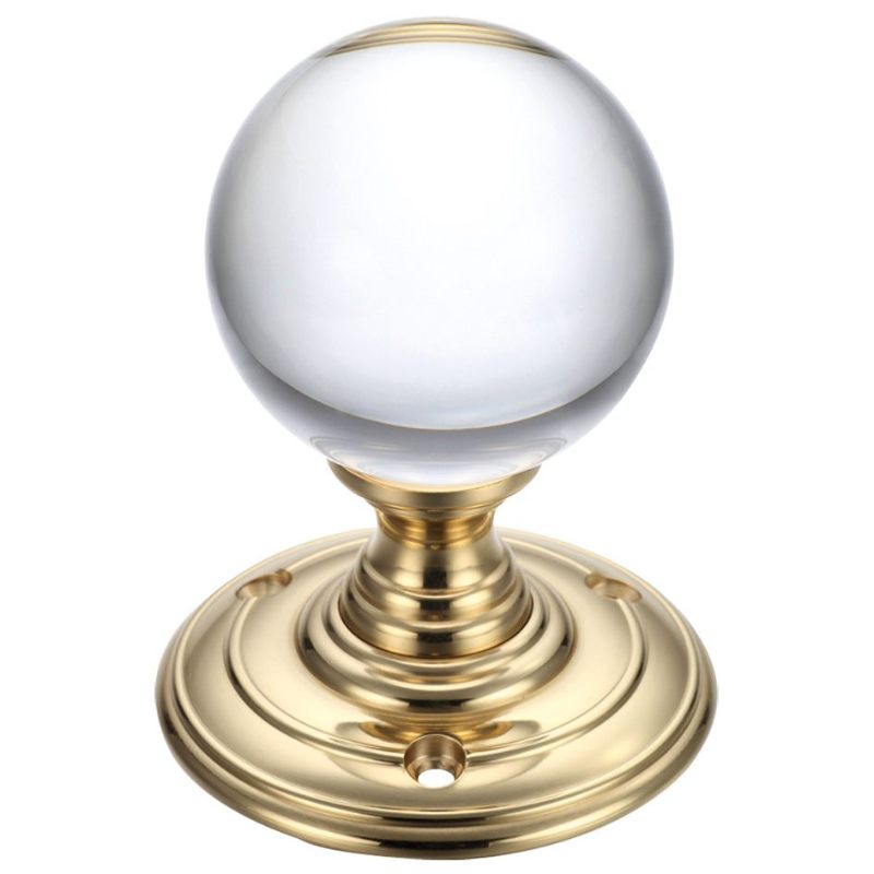 Zoo Glass Ball Mortice Knob - Plain 55mm-Polished Brass