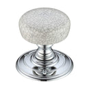 Zoo Porcelain Mortice Knob on Round Rose - Grey Crackle - Face Fix-Polished Chrome