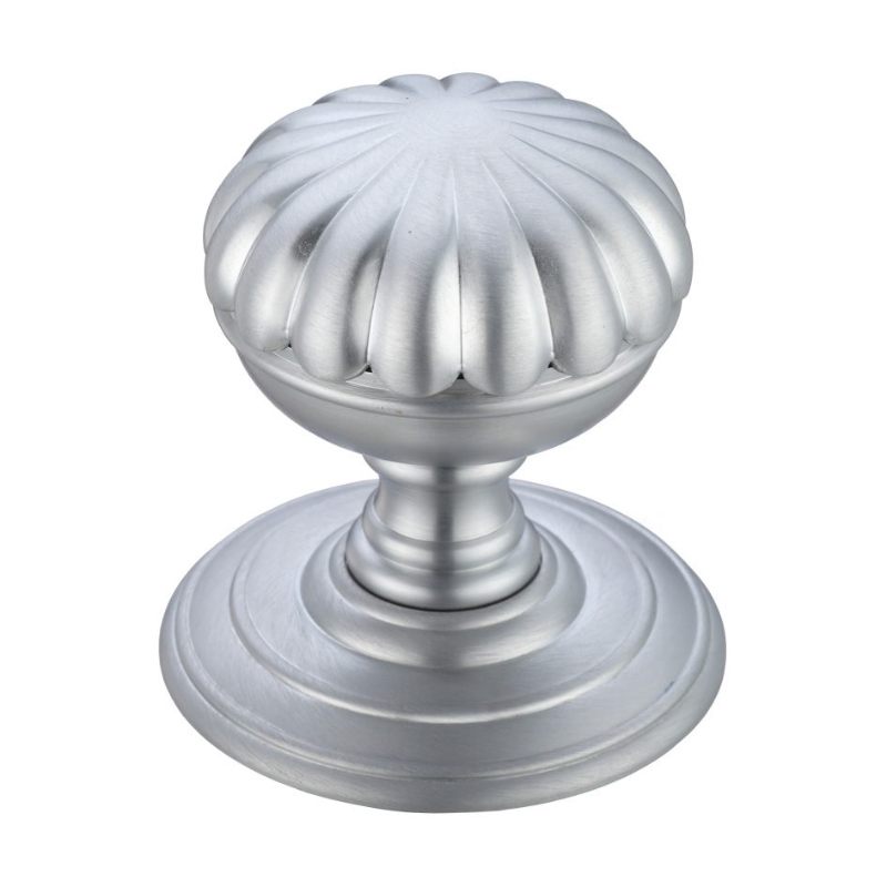 Zoo Flower Mortice Knob on Round Rose - Concealed Fix -Satin Chrome