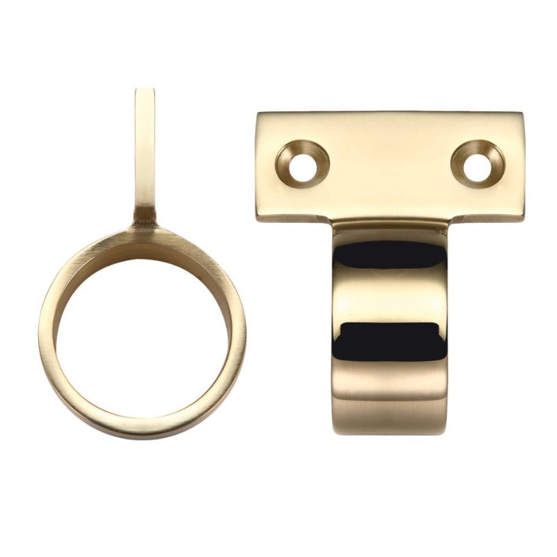 Zoo Window Sash Ring Vertical Fix - 28mm dia-Polished Brass