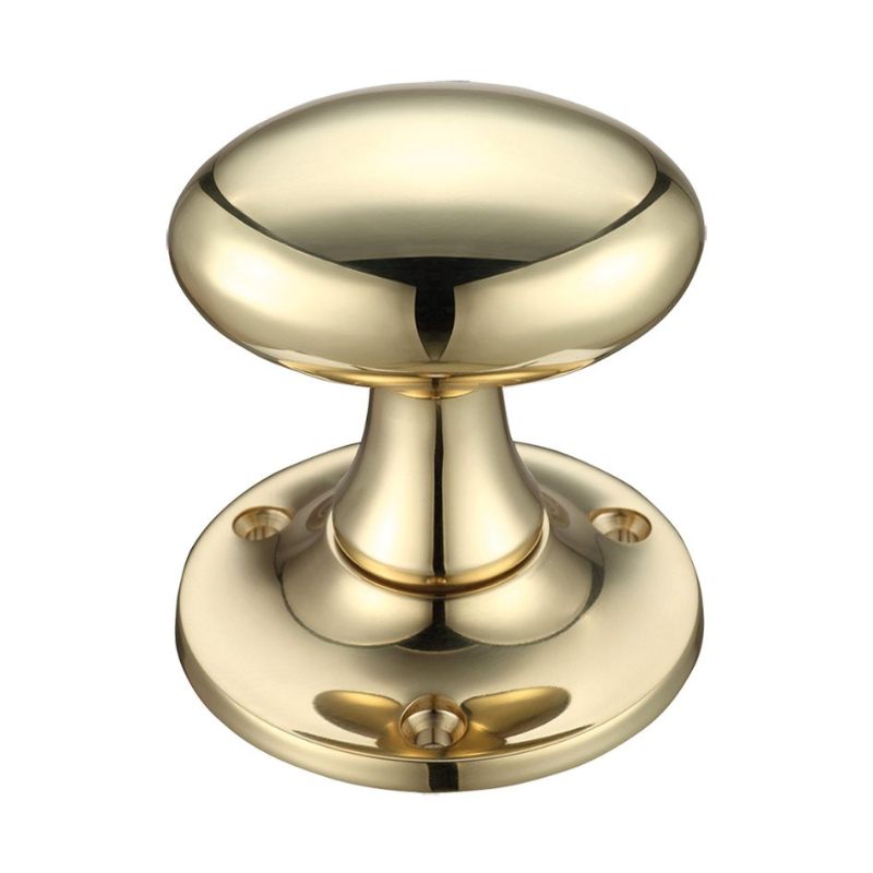 Zoo Oval Mortice Knob Furniture 60mm Rose dia.-Polished Brass
