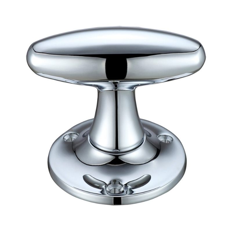 Zoo Extended Oval Mortice Knob Furniture 60mm Rose dia.-Polished Chrome