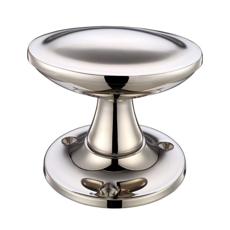 Zoo Oval Stepped Mortice Knob Furniture 60mm Rose Dia-PVD Nickel