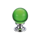 Zoo Glass Ball Cabinet Knob - Plain Green 25mm-Polished Chrome / Green Glass