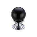Zoo Glass Ball Cabinet Knob - Plain Black 30mm-Polished Chrome / Black Glass