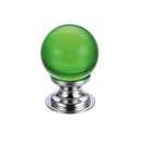 Zoo Glass Ball Cabinet Knob - Plain Green 30mm-Polished Chrome / Green Glass