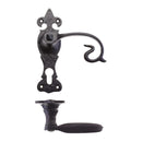 Zoo Scroll Lever on Fleur De Lys Backplate - 6" - Euro-Black Antique