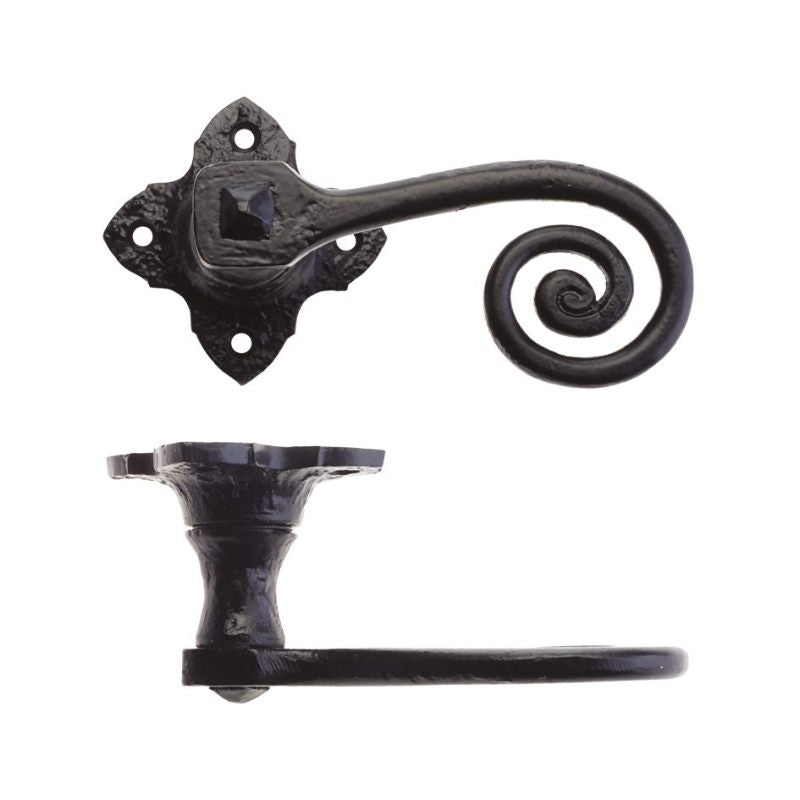 Zoo Curly Tail Lever on Square Rose - 2"-Black Antique