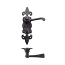 Zoo Lever on Fleur de Lys Bathroom Backplate-Black Antique