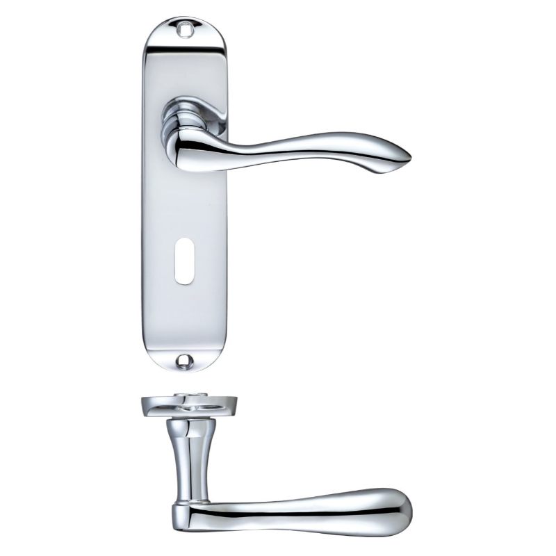 Zoo Project Arundel Lever on Lock Backplate - 180mm x 40mm-Polished Chrome