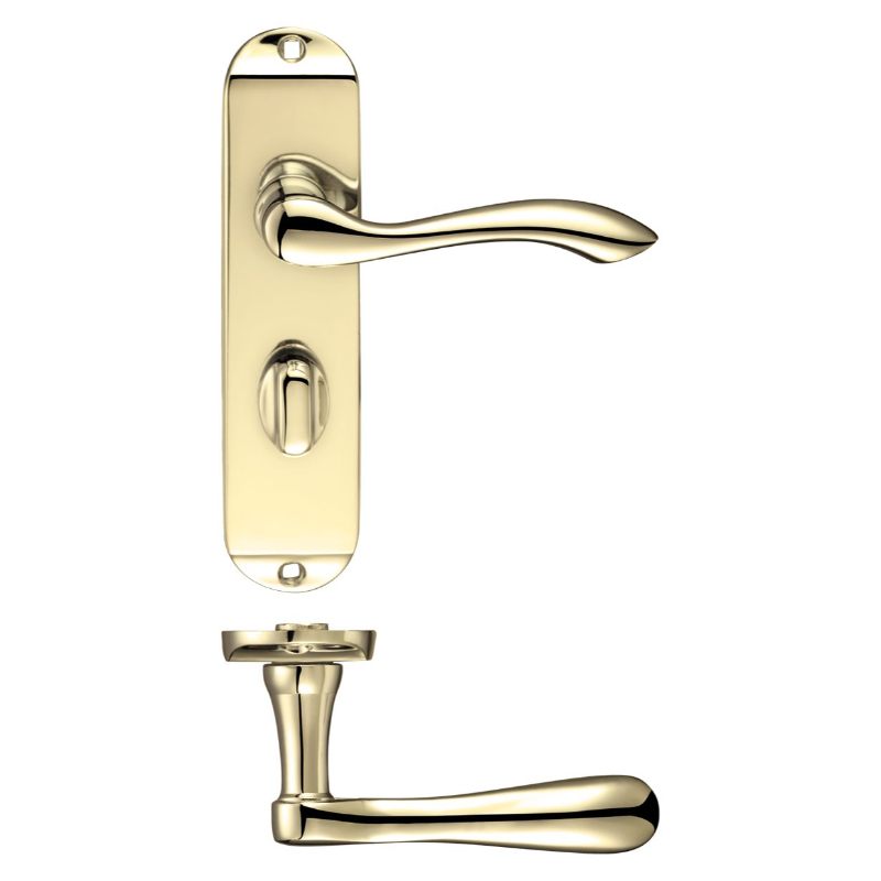 Zoo Project Arundel Lever on Bathroom Backplate - 180mm x 40mm-Electro Brass