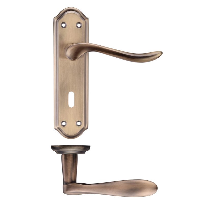 Zoo Project Lincoln Lever on Lock Backplate 180x48mm-Florentine Bronze