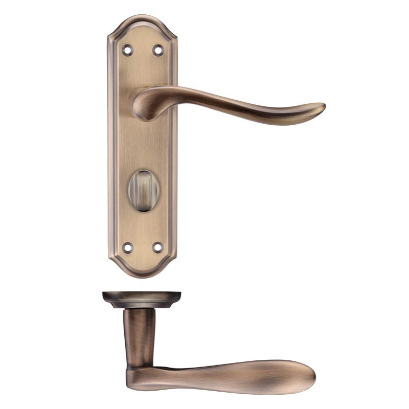 Zoo Project Lincoln Lever on Bathroom Backplate 180x48mm-Florentine Bronze