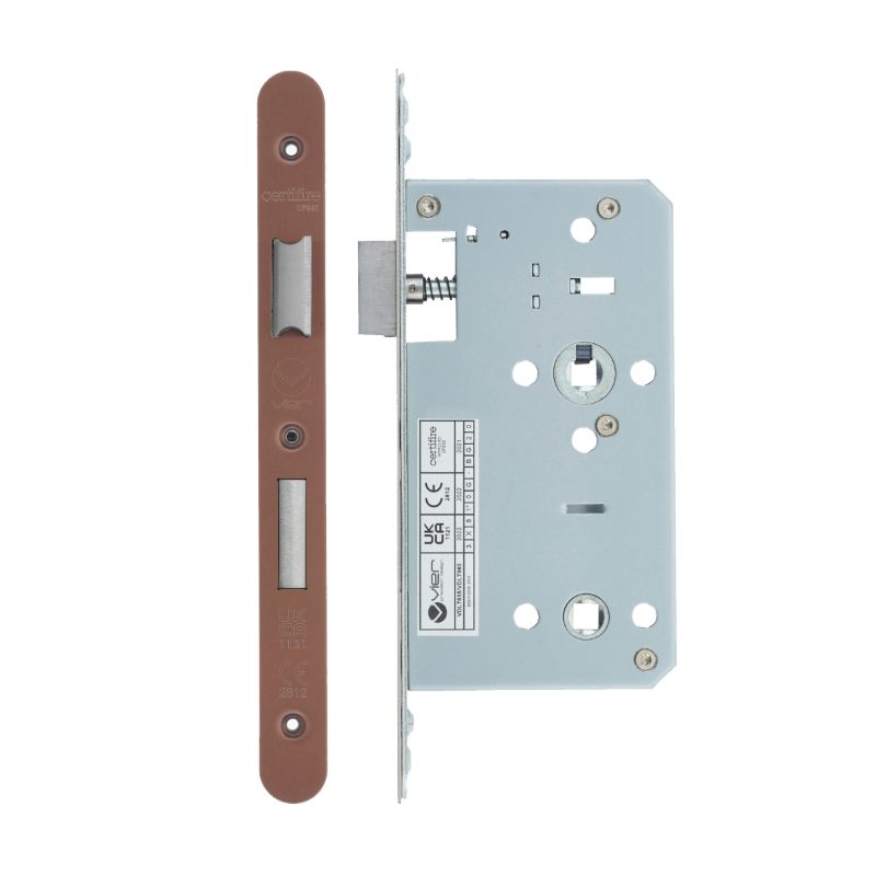 Zoo Din Bathroom- Backset 60mm - 2 Pc Forend - Radius - PVDBZ- Satin Bronze Effect-PVD Bronze