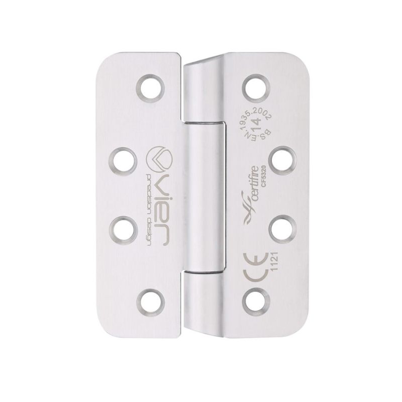 Zoo Grade 14 Concealed Bearing Hinge Stainless Steel Radius - Grade 201 - 102 x 76 x 3mm - Hospital Tip-Satin Stainless