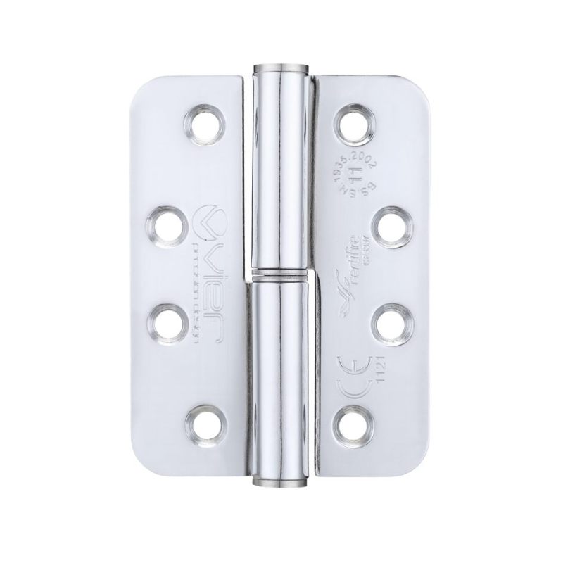 Zoo Grade 11 Lift Off Hinge Steel - Radius - Polished Chrome - 102 x 76 x 3mm - Right Hand-Polished Chrome