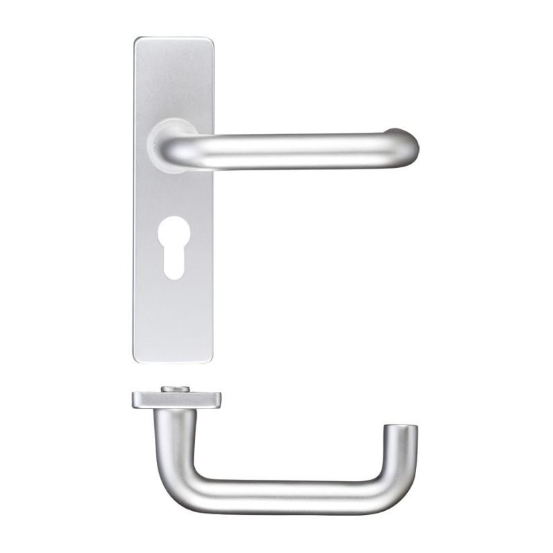 Zoo Return to Door Lever on Europrofile Backplate (47.5MM)-Satin Aluminium