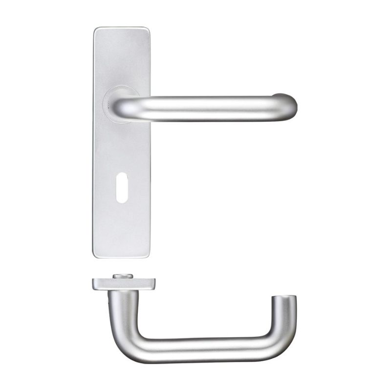 Zoo Return to Door Lever on Lock Backplate-Satin Aluminium