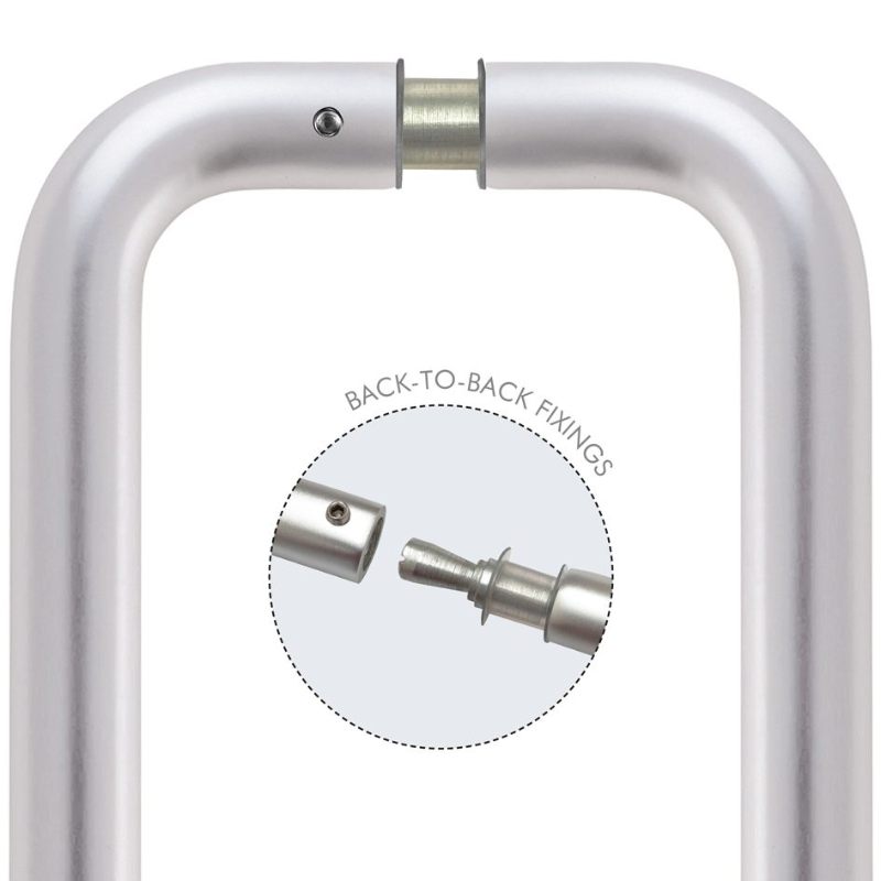 Zoo Pair of 22mm D Pull Handle 300mm c/w Back to Back Fixings-Satin Aluminium