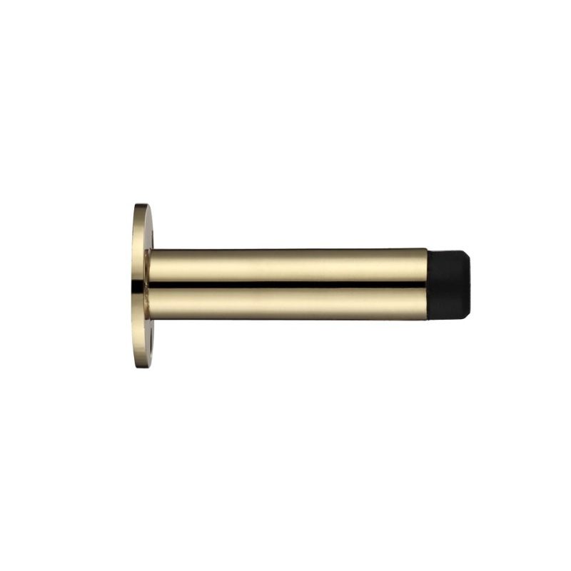 Zoo Door Stop - Cylinder with Rose 70mm - Face Fix-Polished Brass