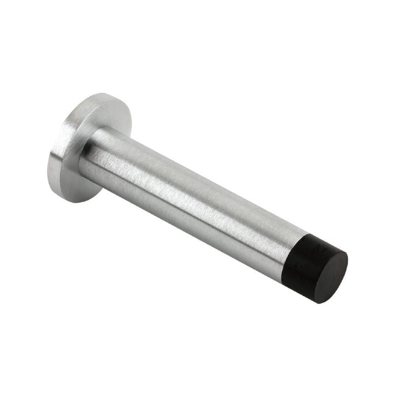 Zoo Door Stop - Cylinder c/w Rose 80mm-Satin Chrome