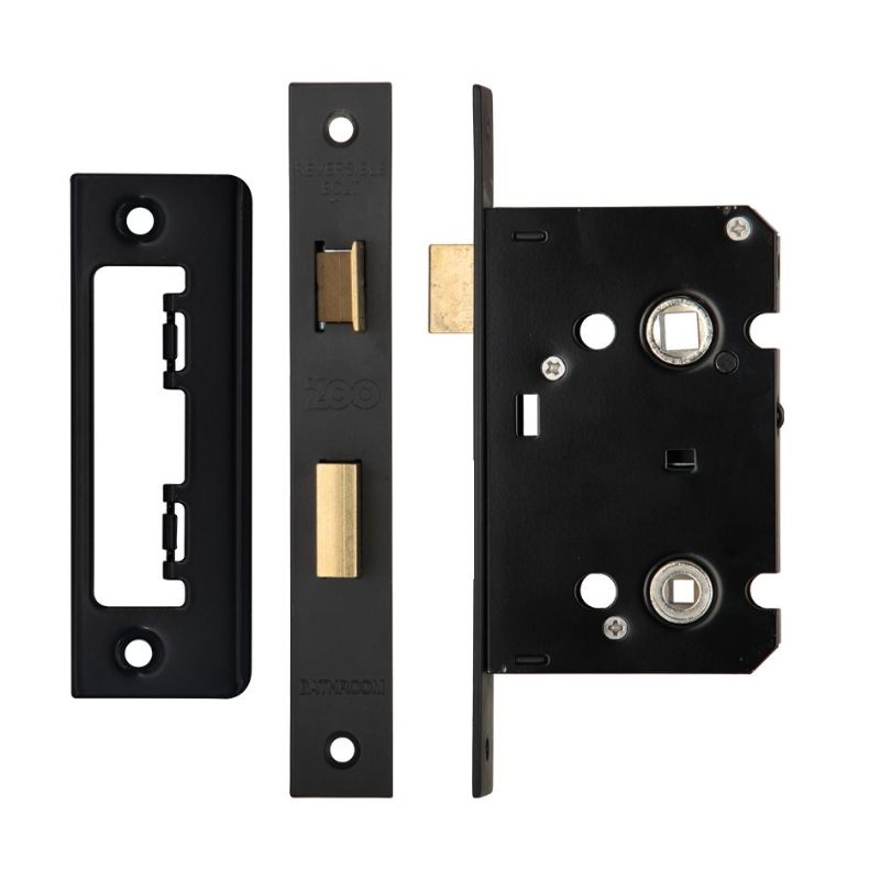 Zoo Bathroom Lock 2.5" - 57mm c/c-Powder Coat Black