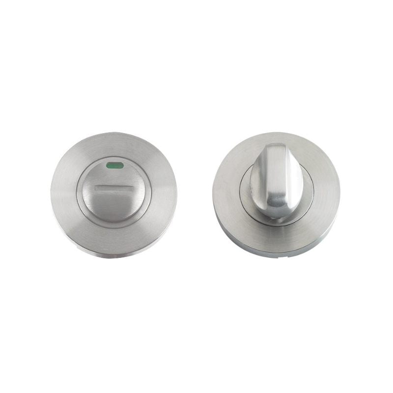 Zoo Turn and Release with Indicator complete with escutcheon and 5mm spindle - 52mm Rose - Grade 304-Satin Stainless