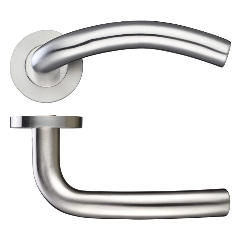 Zoo 19mm Arched Lever - Push On Rose - 52mm Rose - Grade 304-Satin Stainless