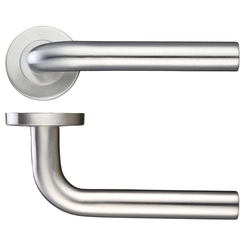 Zoo 19mm Radius Lever - Push On Rose - 52mm Dia - Grade 201-Satin Stainless