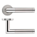 Zoo 19mm Mitred Dual Finish Lever - Push On Rose - 52mm Dia - Grade 201-Polished Stainless