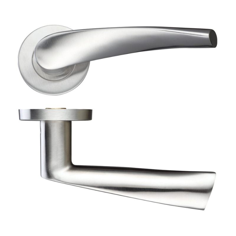 Zoo 19mm Curved Lever - Push On Rose - 52mm Dia - Grade 201-Satin Stainless