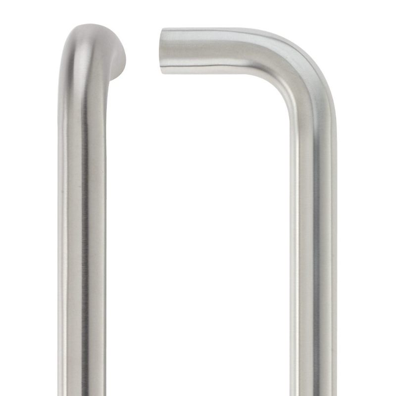Zoo 19mm D Pull Handle - 150mm Centers - Grade 201 - Bolt Through Fixings-Satin Stainless